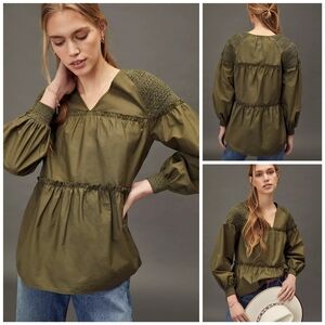Anthropologie Boho Smocked Tunic Size XS